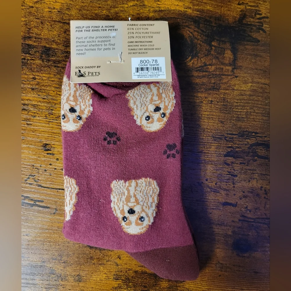 Sock Daddy cocker spaniel dog socks-maroon/tan